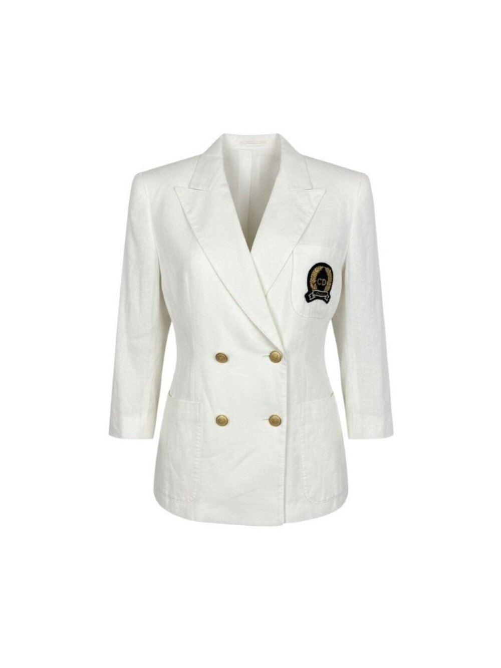 Dior Tailored Jacket Linen Emblem Patch White M